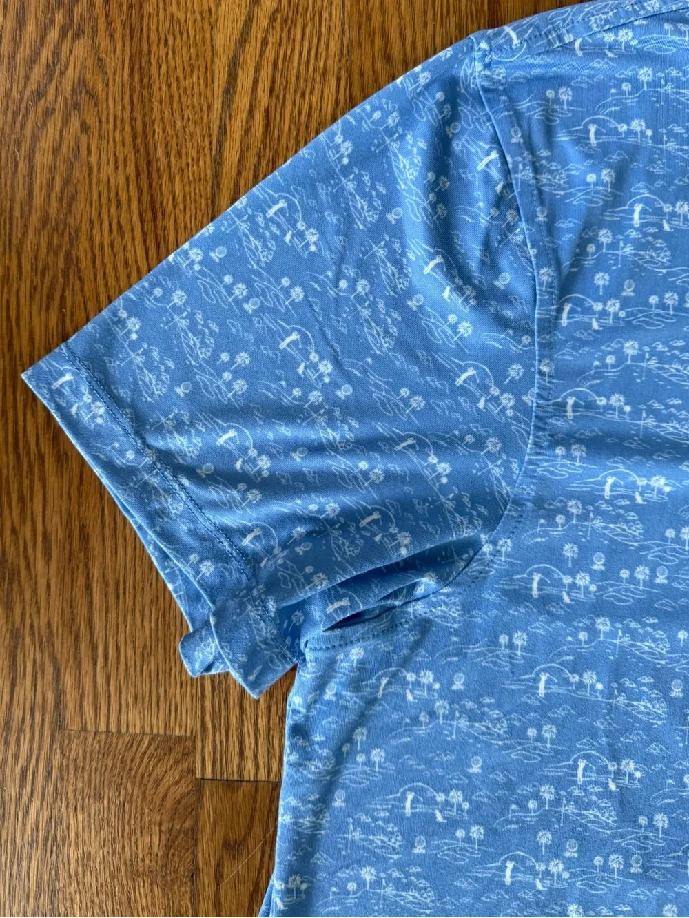 J. Crew Light Blue Tropical Print Performance Polo